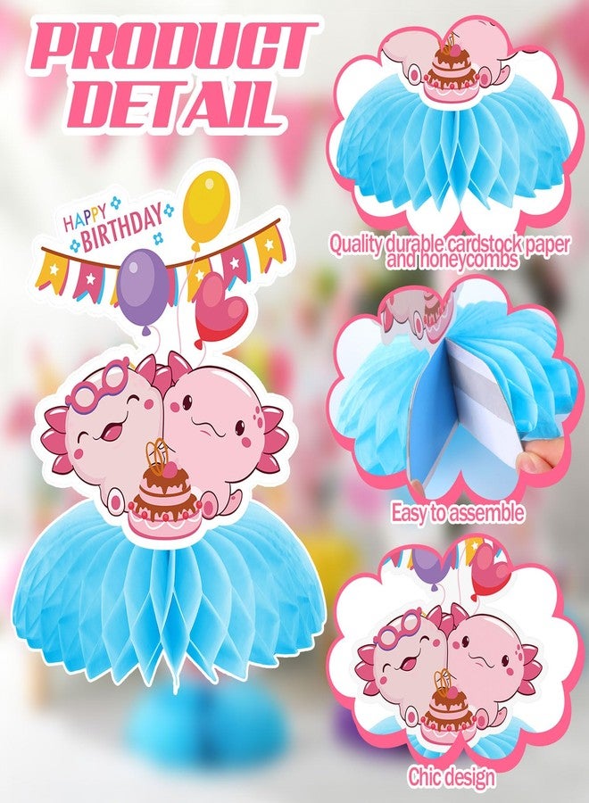 Dunzoom 12 Pcs Axolotl Birthday Party Decorations Axolotl Honeycomb Centerpieces Table Decoration 3D Double Side Table Topper for Pink Birthday Baby Shower Party Supplies - Image 5